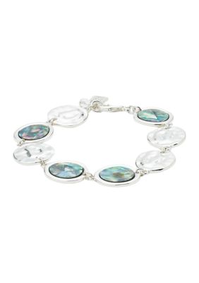 Robert Lee Morris Soho Silver Tone Abalone Link Bracelet, 7.75 in