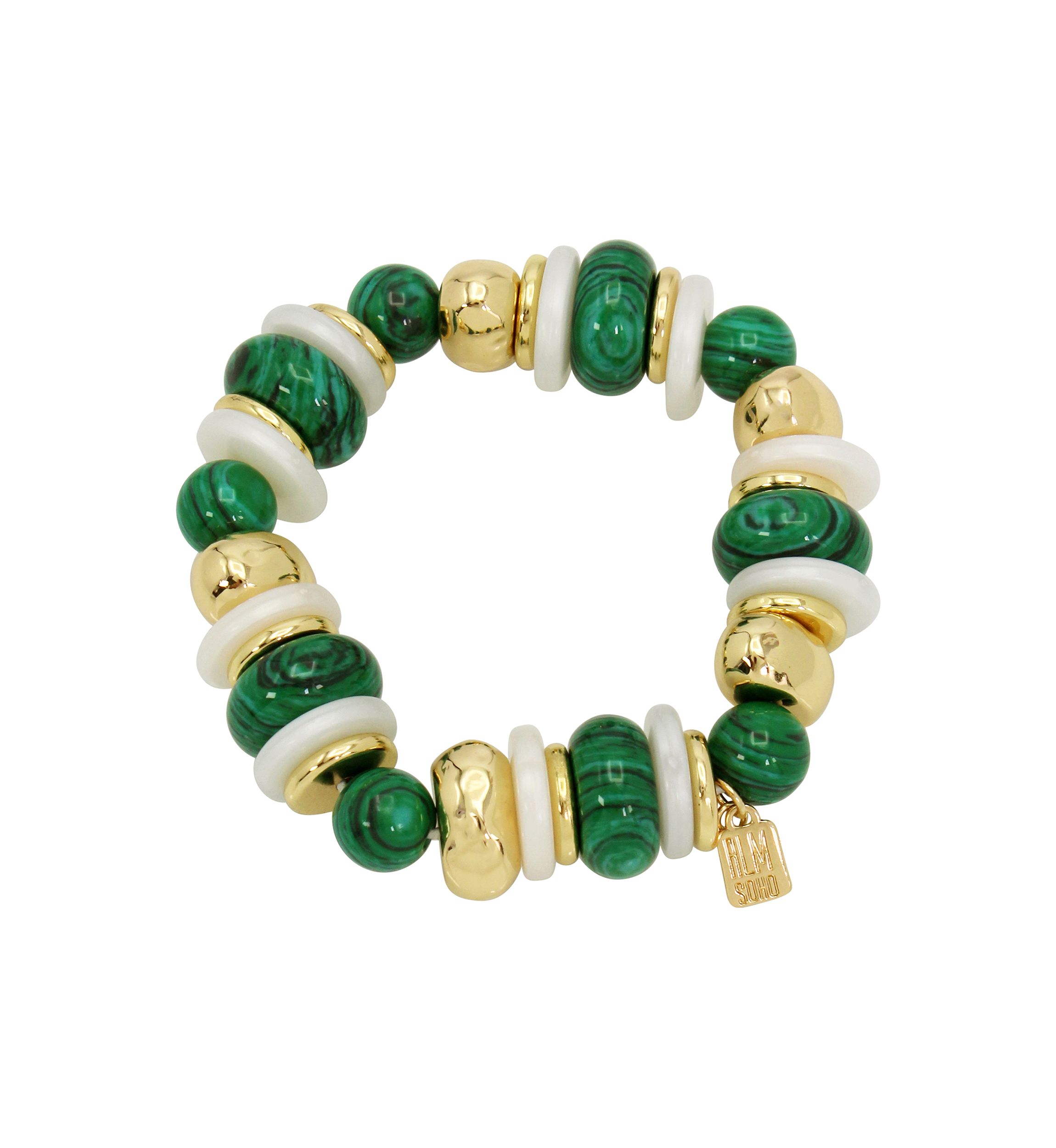 Malachite Mixed Beaded Stretch Bracelet
