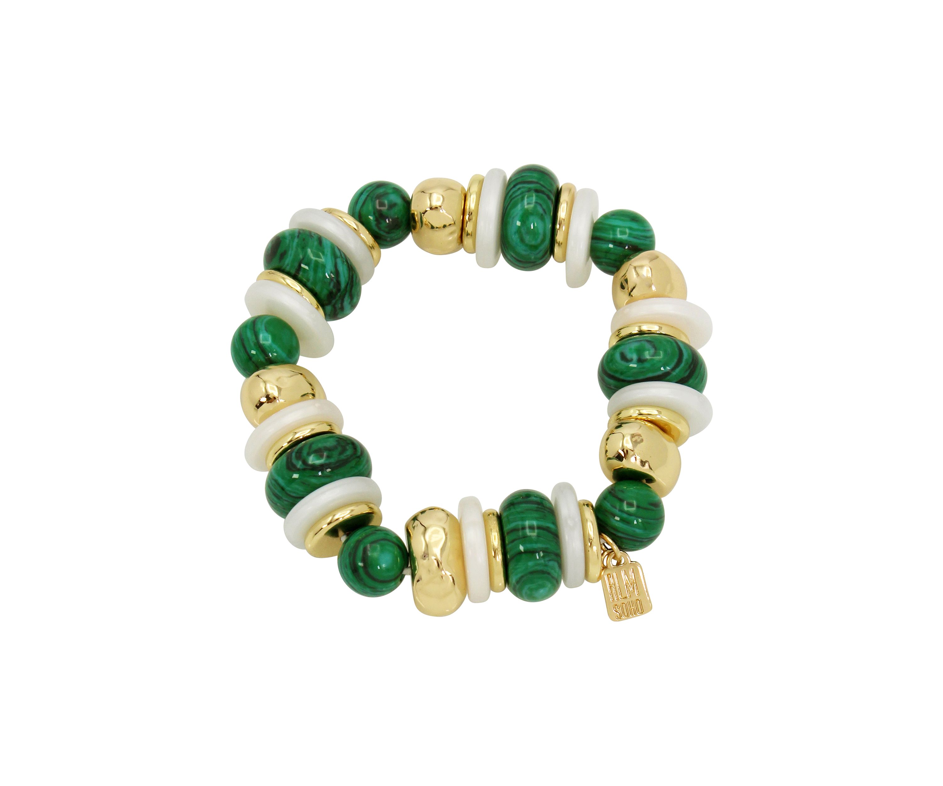 Malachite Mixed Beaded Stretch Bracelet