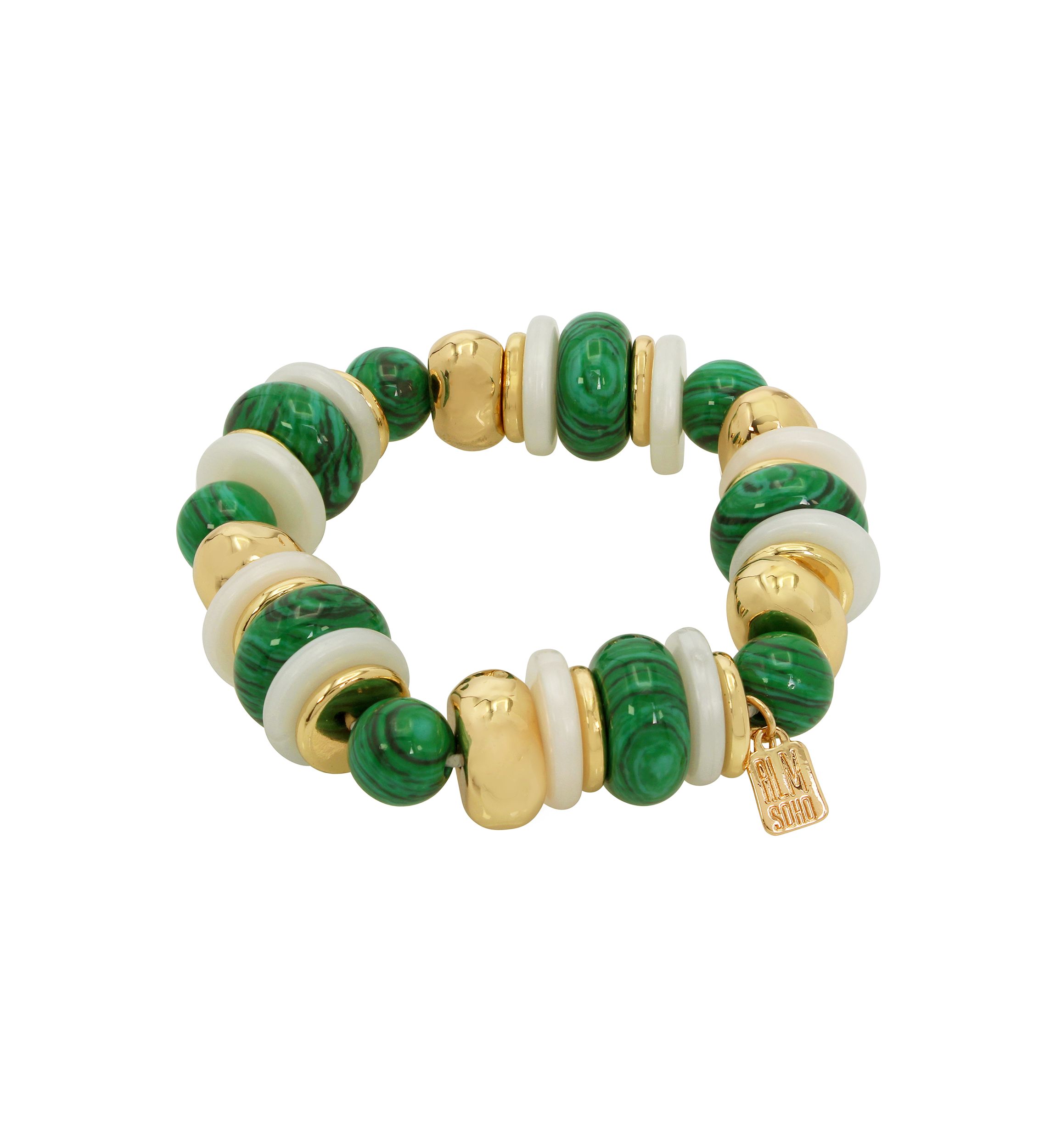 Malachite Mixed Beaded Stretch Bracelet