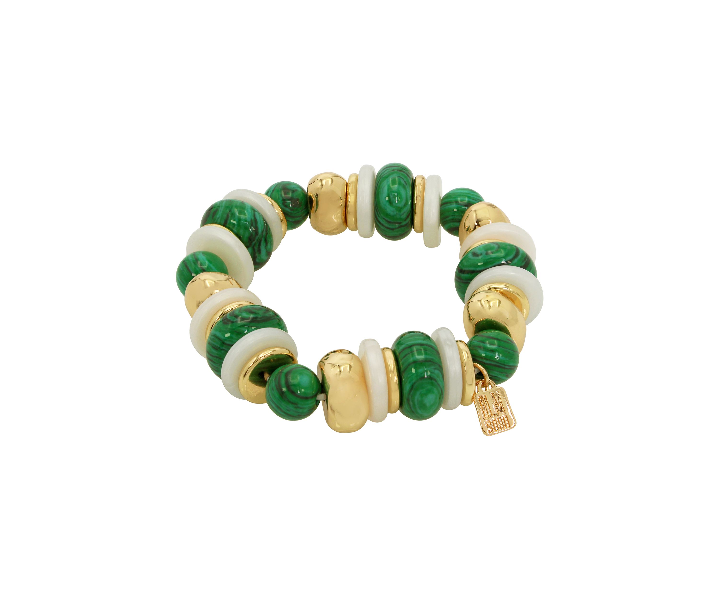 Malachite Mixed Beaded Stretch Bracelet
