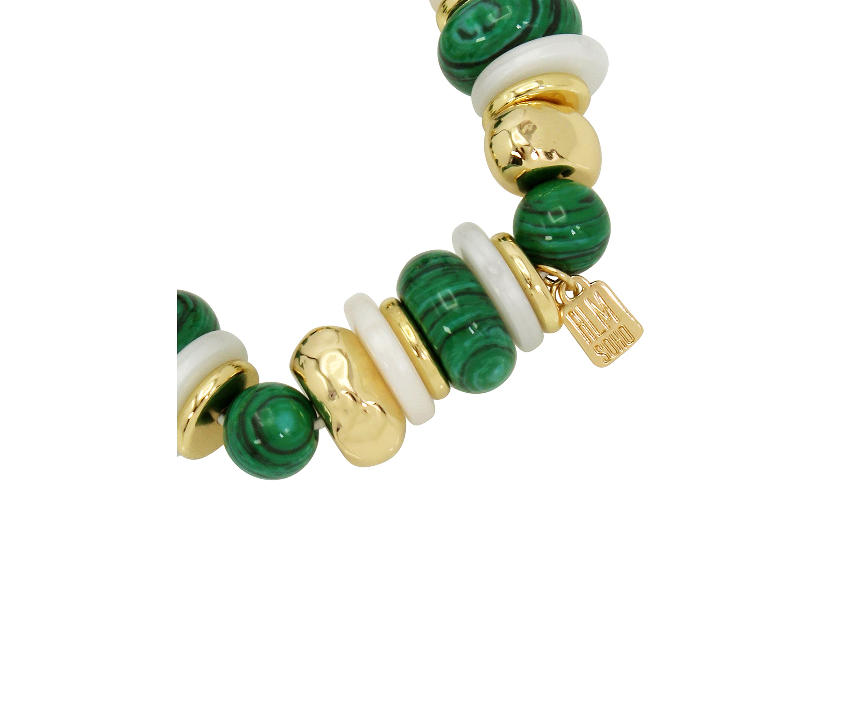 Malachite Mixed Beaded Stretch Bracelet