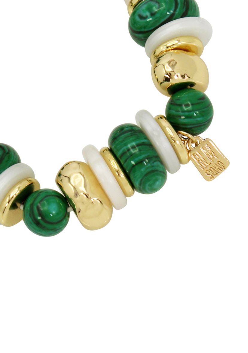Malachite Mixed Beaded Stretch Bracelet