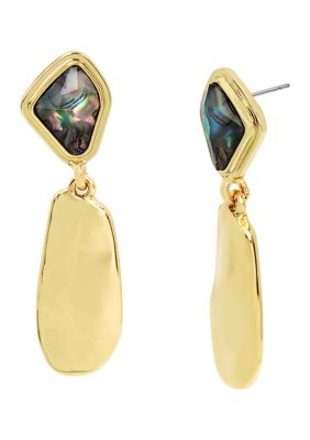 Robert Lee Morris Soho Gold Tone Abalone Molten Paddle Drop Earrings