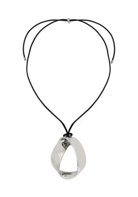 Robert Lee Morris Soho Sculptural Pendant Leather Slider Necklace, 30 in