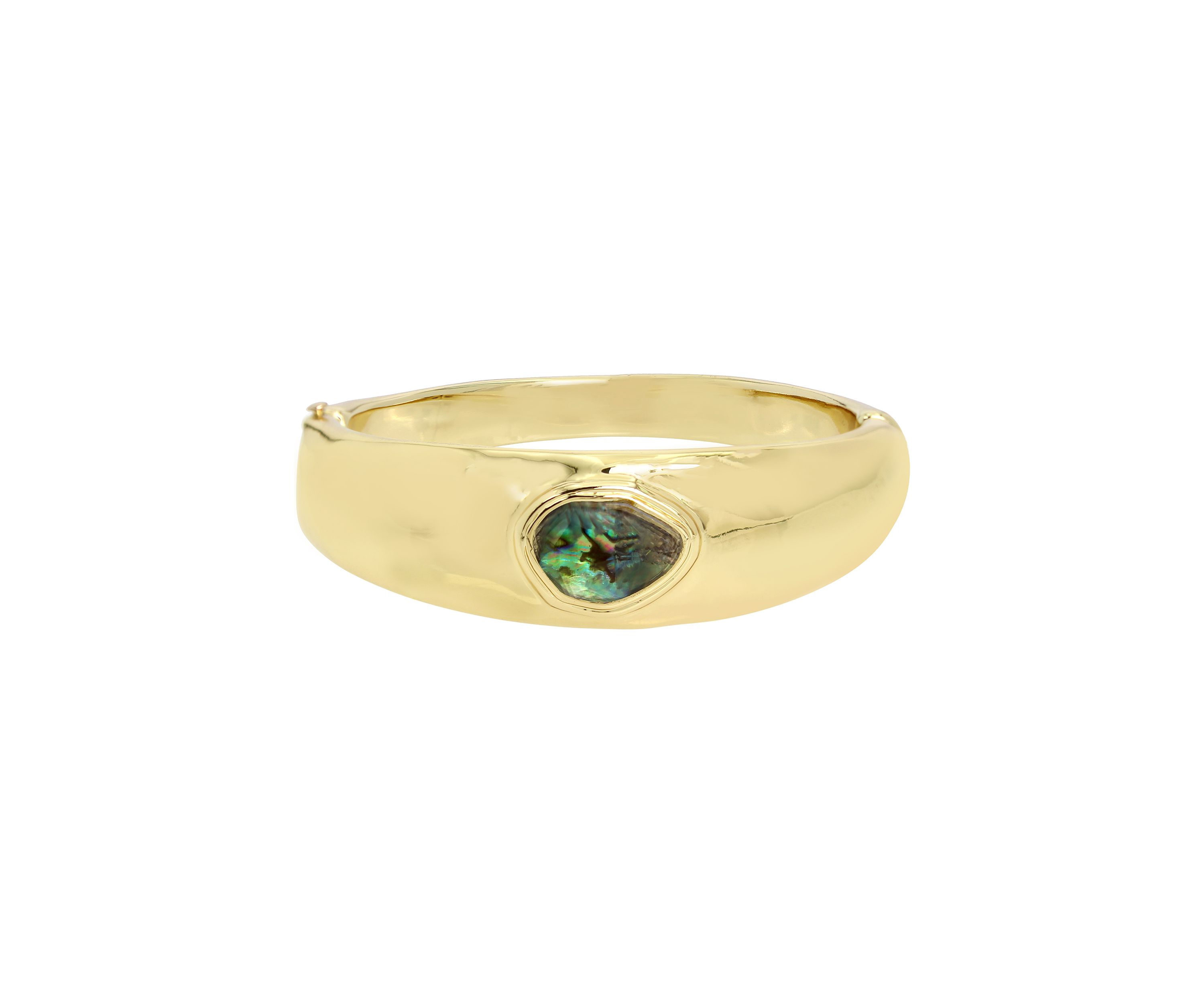 Gold Tone Abalone Molten Bangle Bracelet