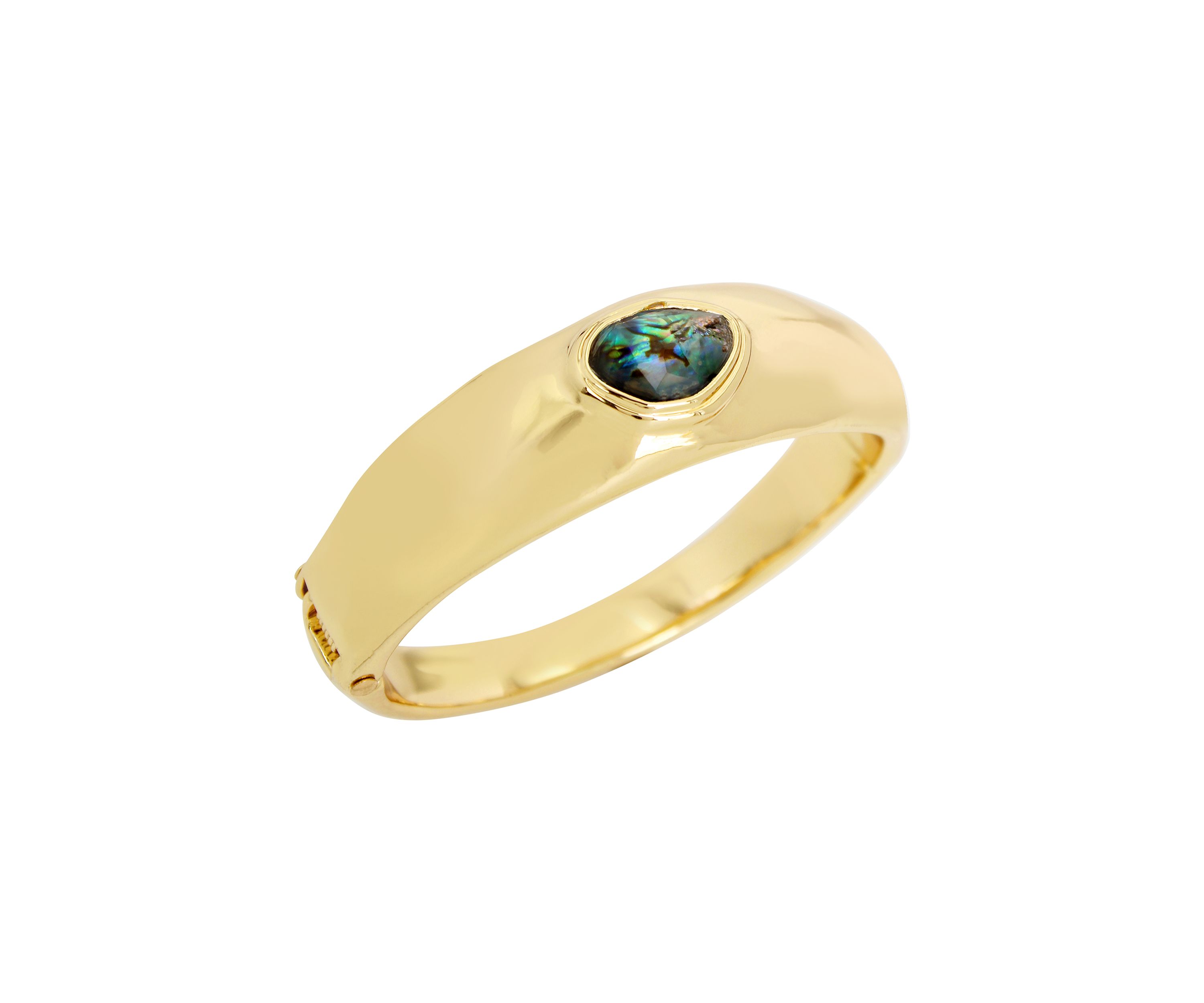 Gold Tone Abalone Molten Bangle Bracelet
