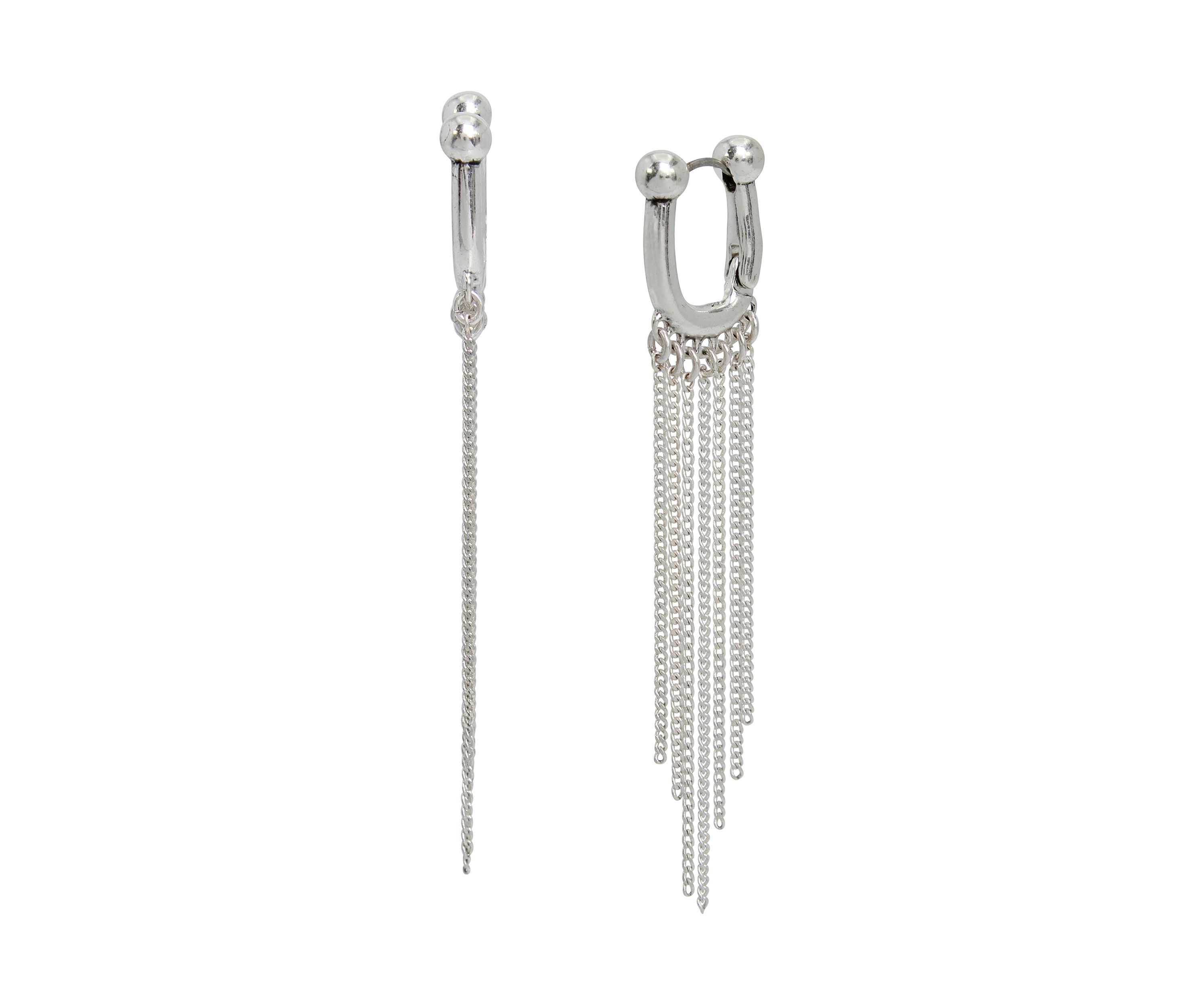Horseshoe Huggie Fringe Earrings