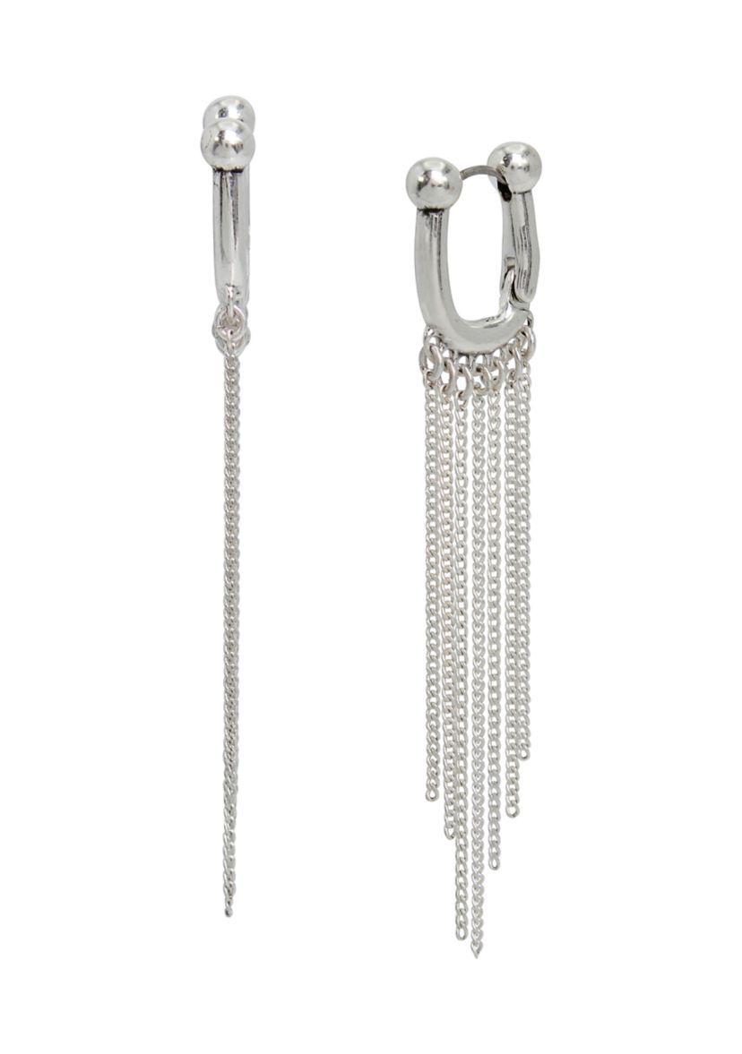 Horseshoe Huggie Fringe Earrings
