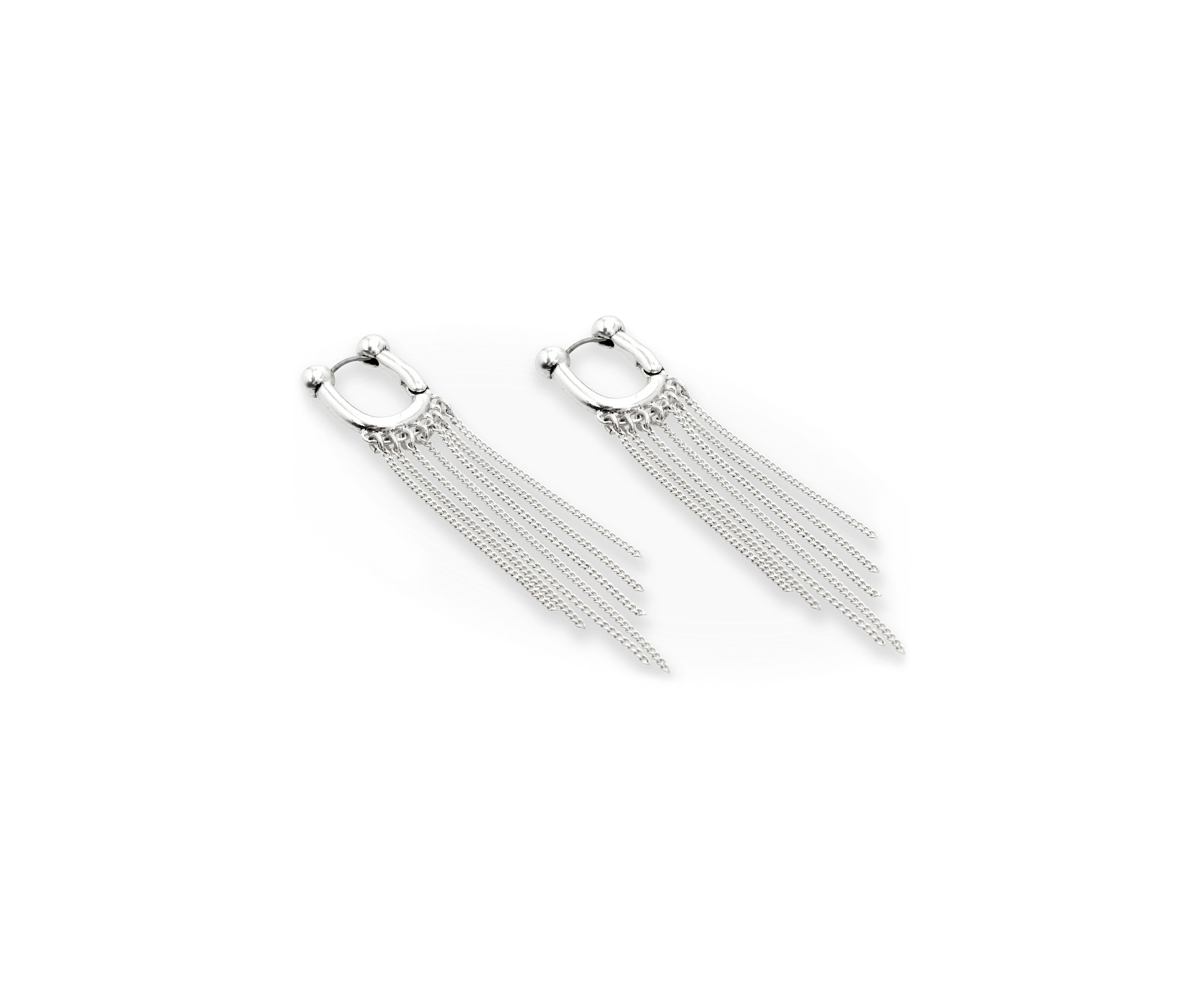 Horseshoe Huggie Fringe Earrings