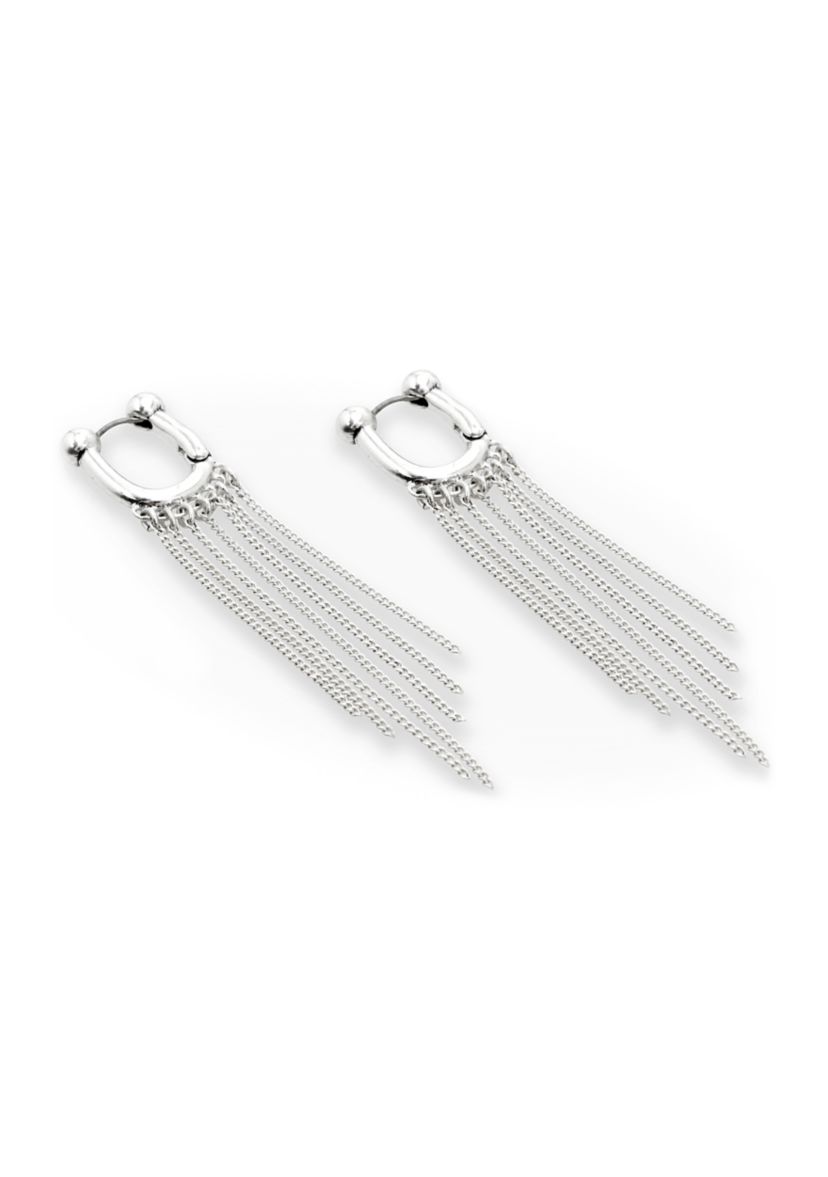 Horseshoe Huggie Fringe Earrings
