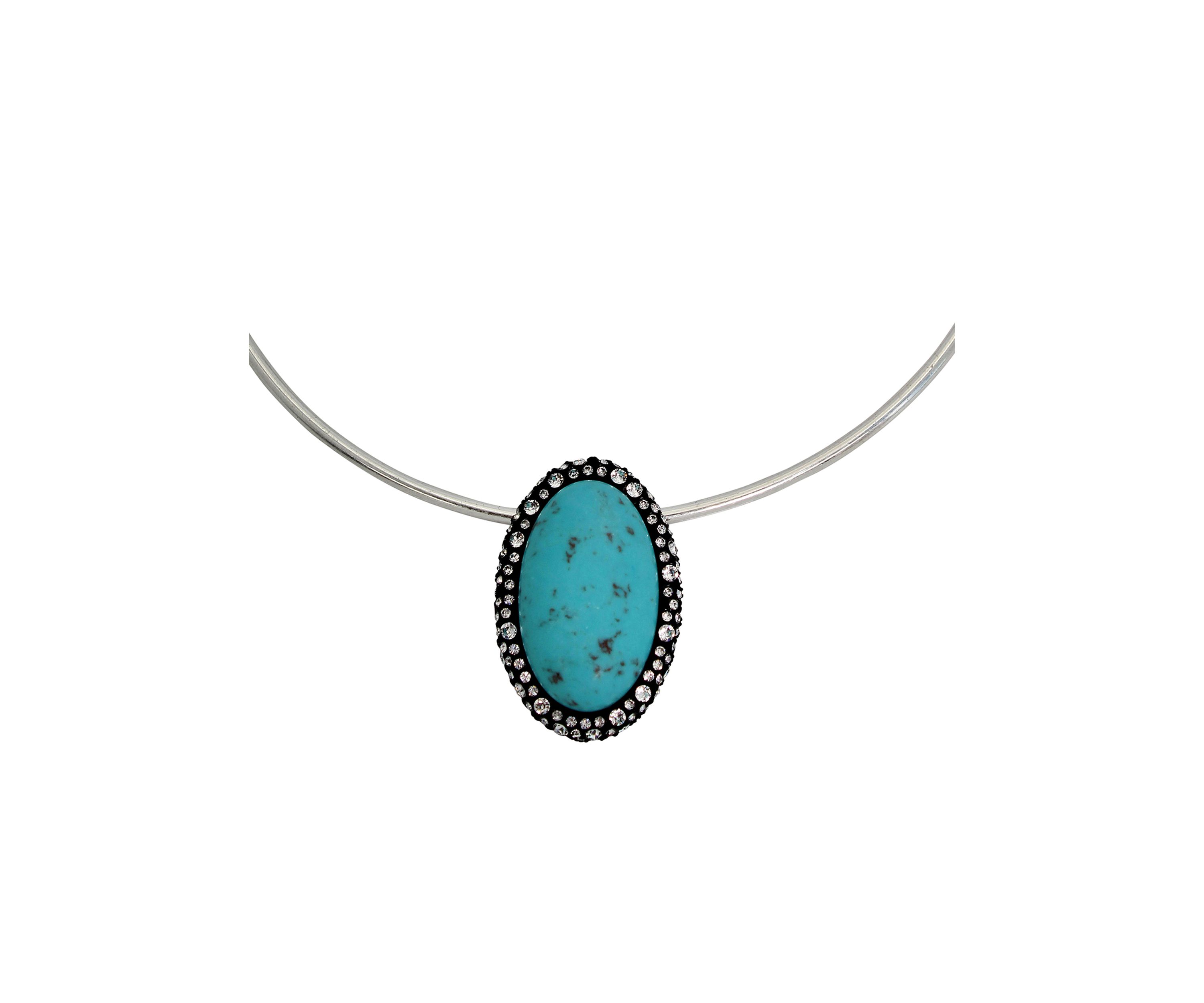 Turquoise Cabochon Pendant Wire Necklace
