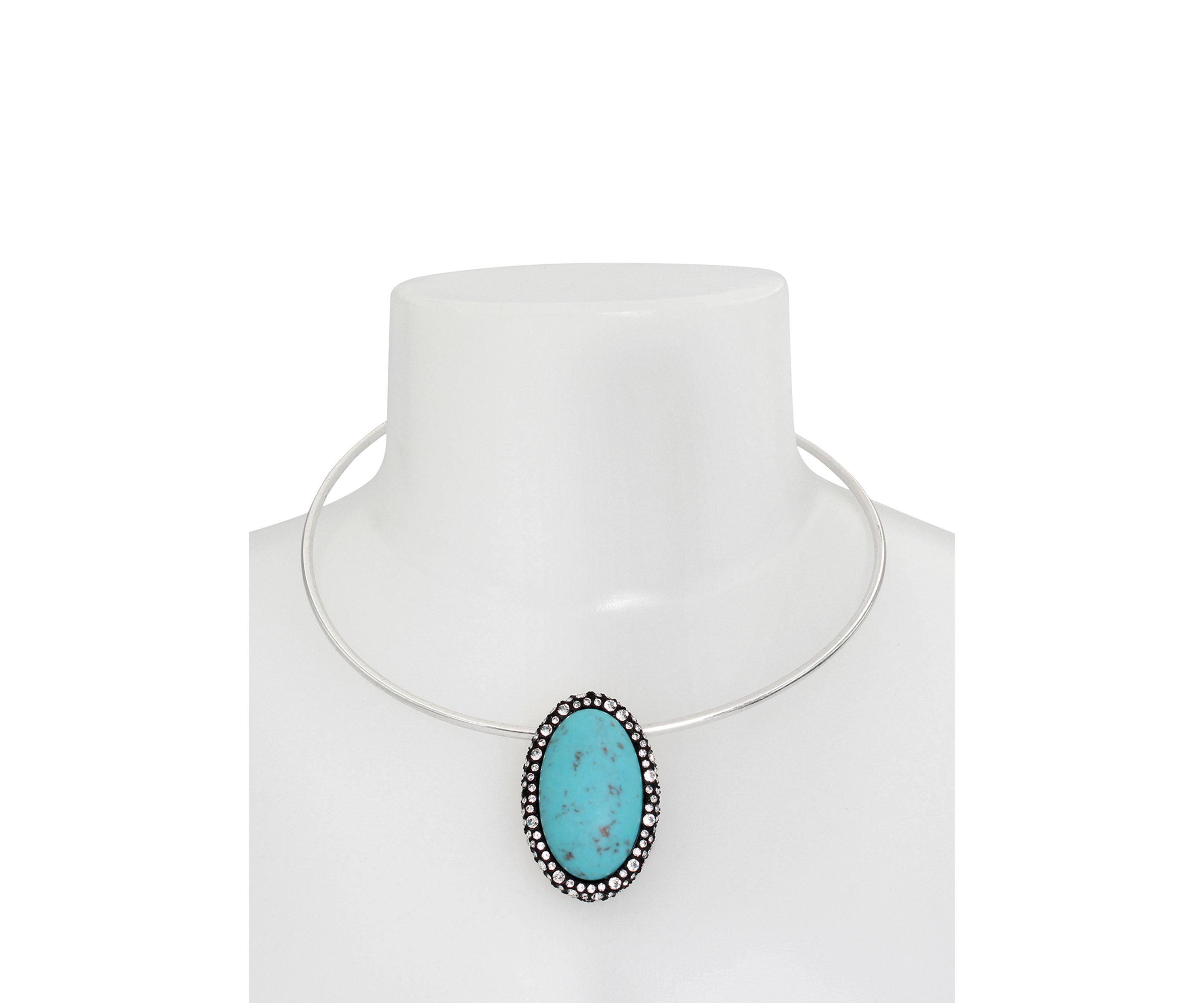 Turquoise Cabochon Pendant Wire Necklace