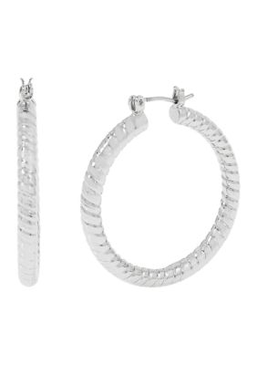 Robert Lee Morris Soho Textured Medium Hoop Earrings, Silver