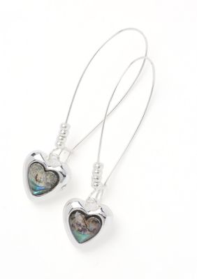 Robert Lee Morris Soho Abalone Gem Heart Dangle Earrings