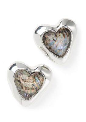 Robert Lee Morris Soho Abalone Gem Heart Stud Earrings