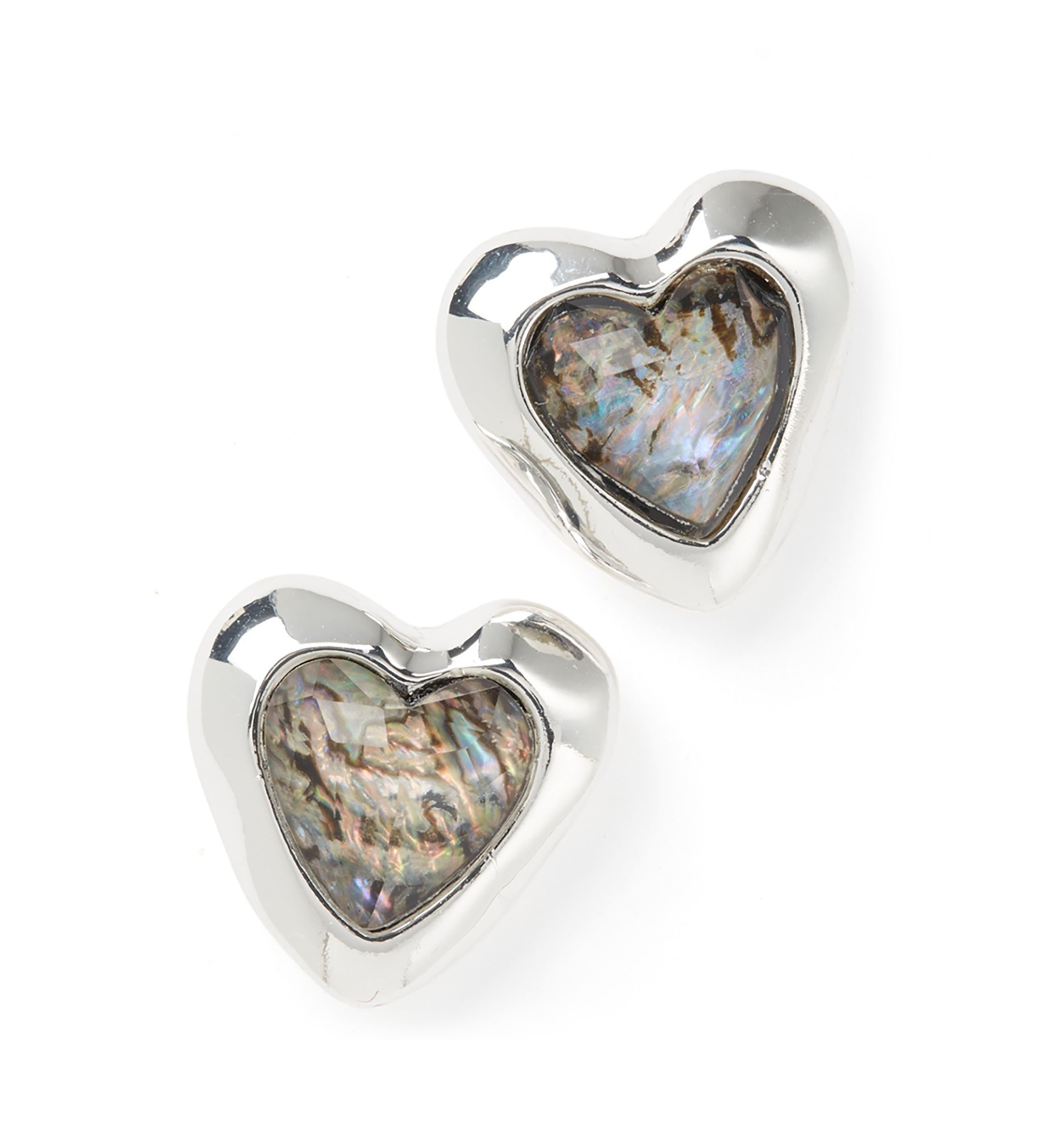 Abalone Gem Heart Stud Earrings