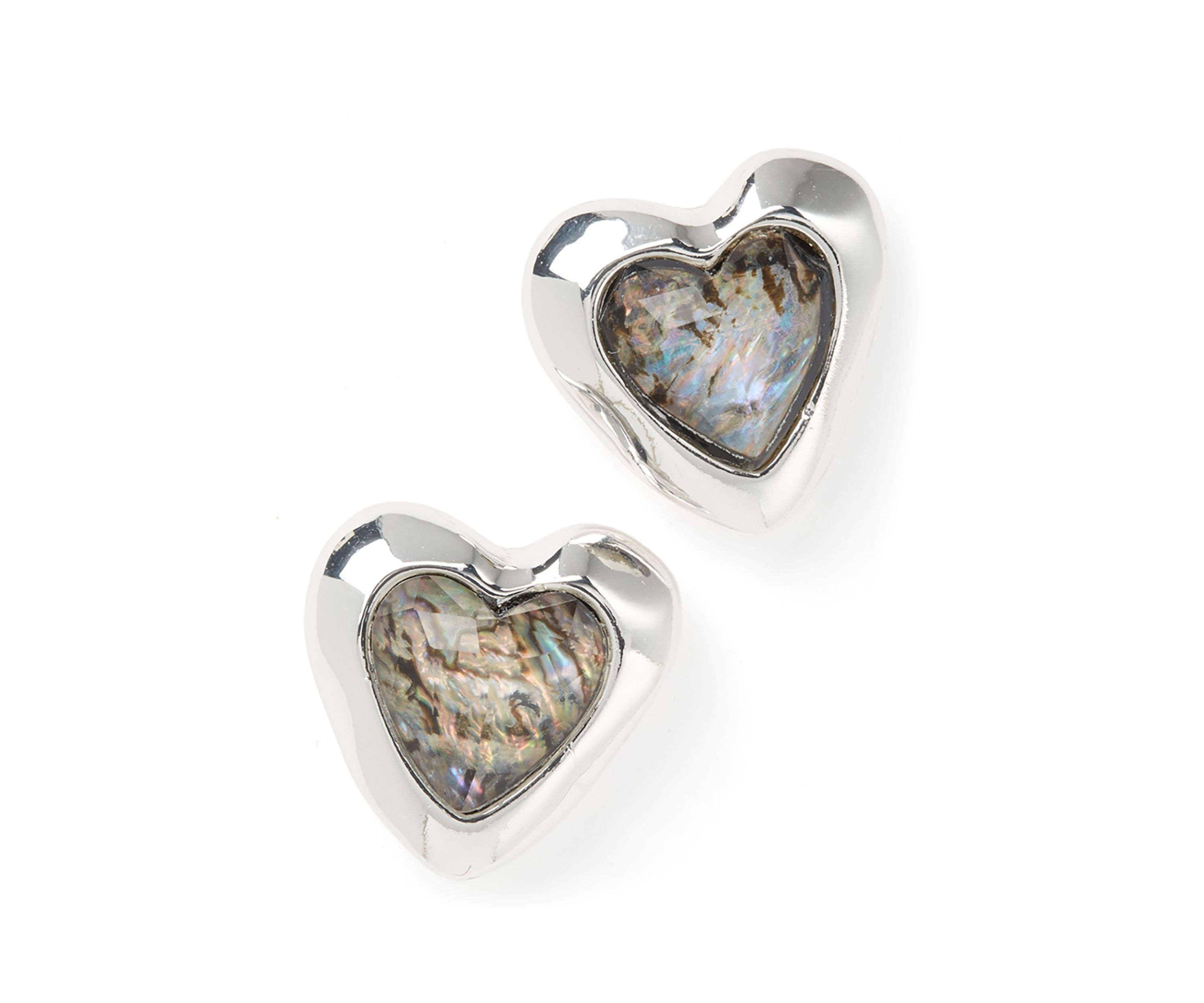 Abalone Gem Heart Stud Earrings