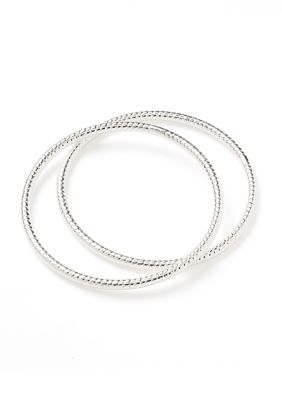 Robert Lee Morris Soho Silver Textured Bangle Bracelet Set, 7.5 in