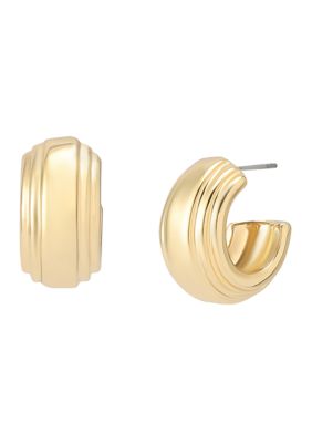 Robert Lee Morris Soho Ribbed Huggie Earrings, Gold