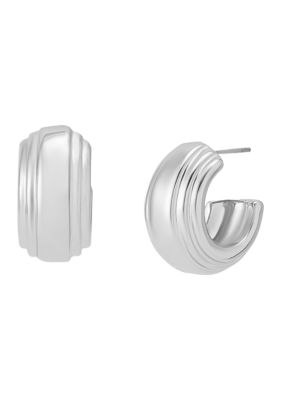 Robert Lee Morris Soho Ribbed Huggie Earrings, Silver