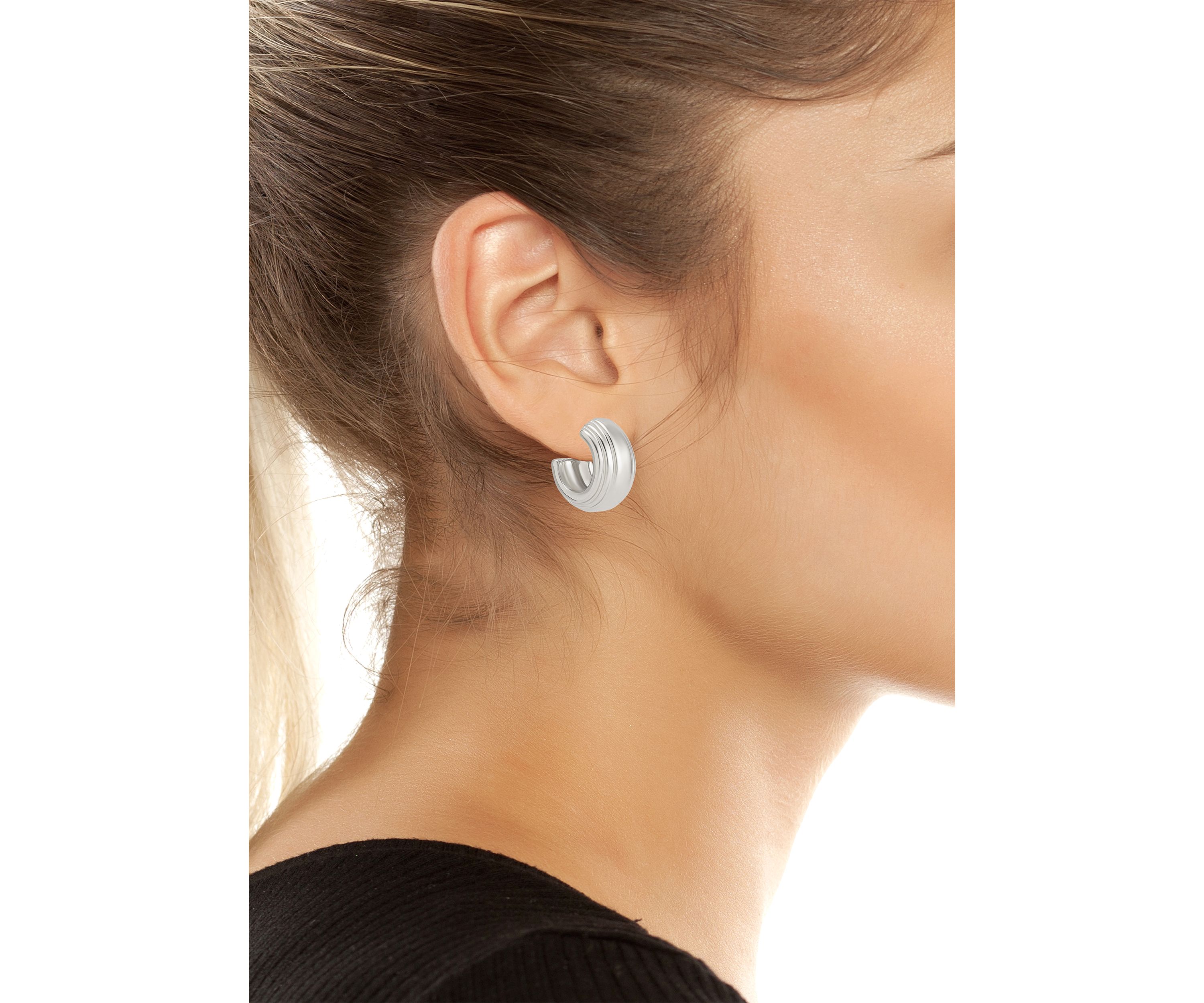 Ribbed Huggie Earrings