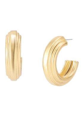 Robert Lee Morris Soho Ribbed Hoop Earrings, Gold