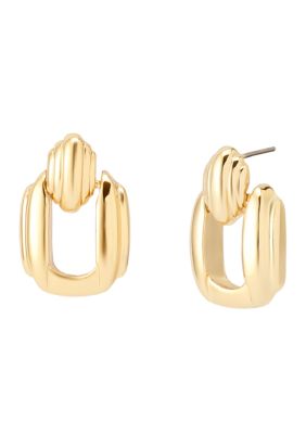 Robert Lee Morris Soho Ribbed Doorknocker Earrings, Gold