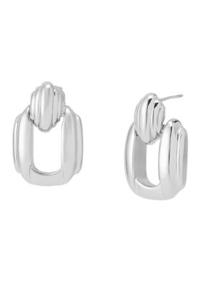 Robert Lee Morris Soho Ribbed Doorknocker Earrings, Silver