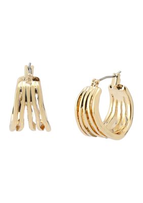 Robert Lee Morris Soho Sculpted Multi Row Huggie Earrings, Gold