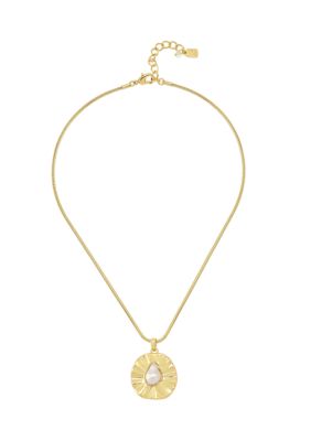 Robert Lee Morris Soho Textured Coin Pearl Pendant Necklace