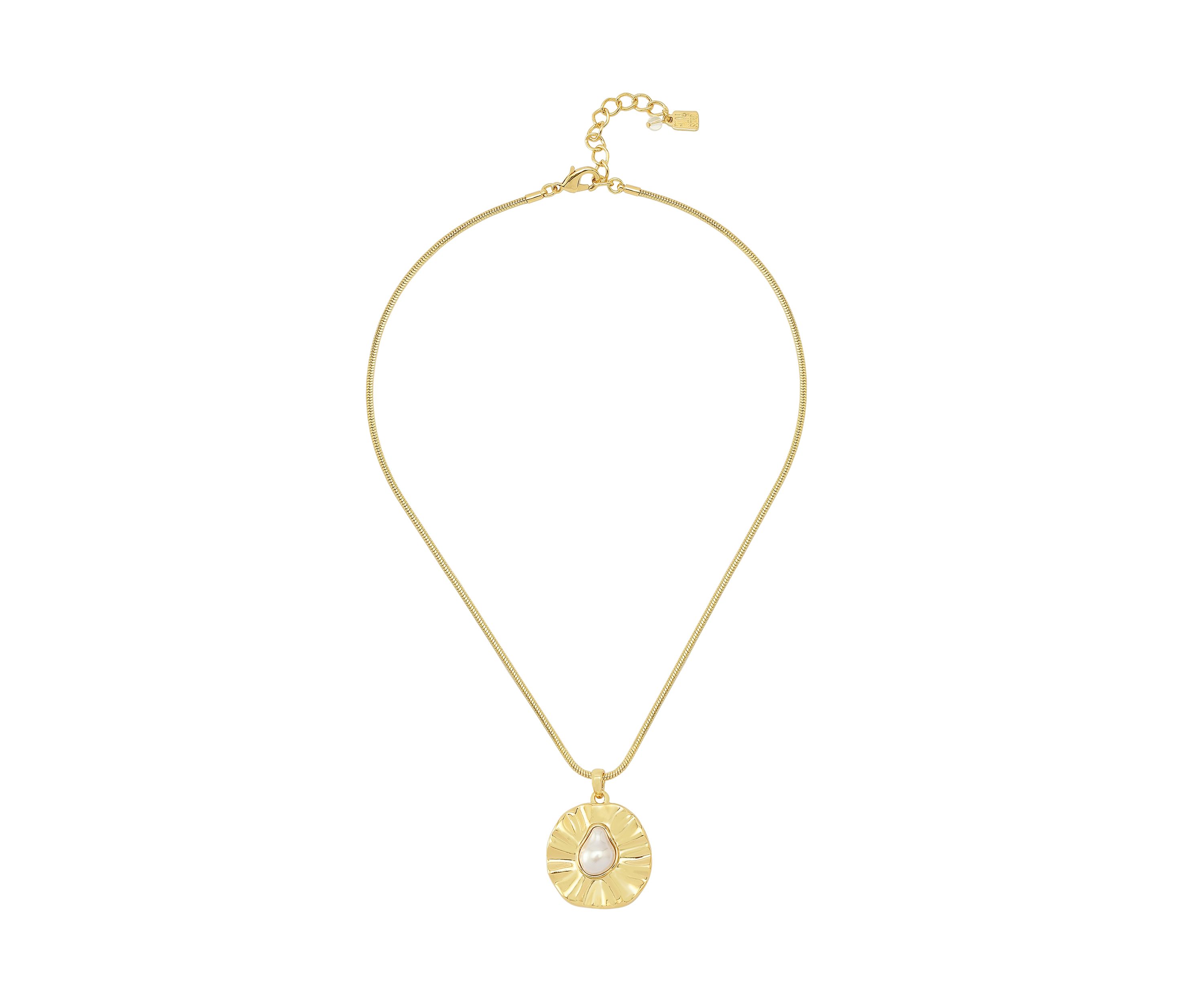 Textured Coin Pearl Pendant Necklace