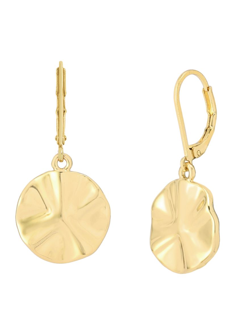 Textured Coin Drop Earrings