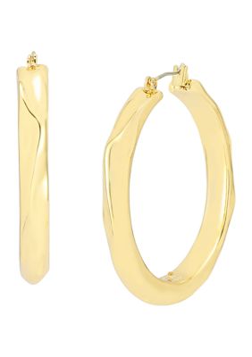 Robert Lee Morris Soho Thin Textured Hoop Earrings