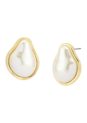 Robert Lee Morris Soho Pearl Button Stud Earrings