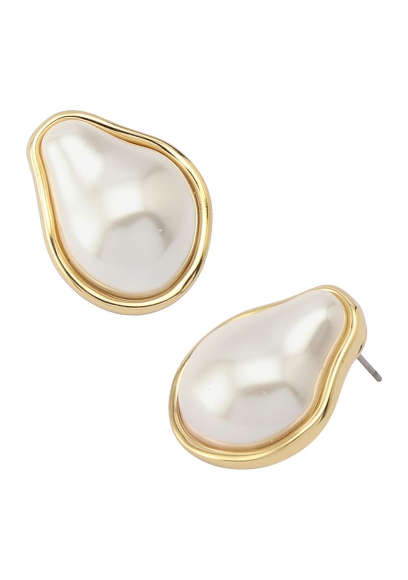 Pearl Button Stud Earrings