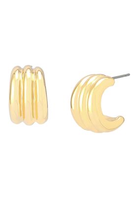 Robert Lee Morris Soho Ribbed Tube Huggie Earrings, Gold