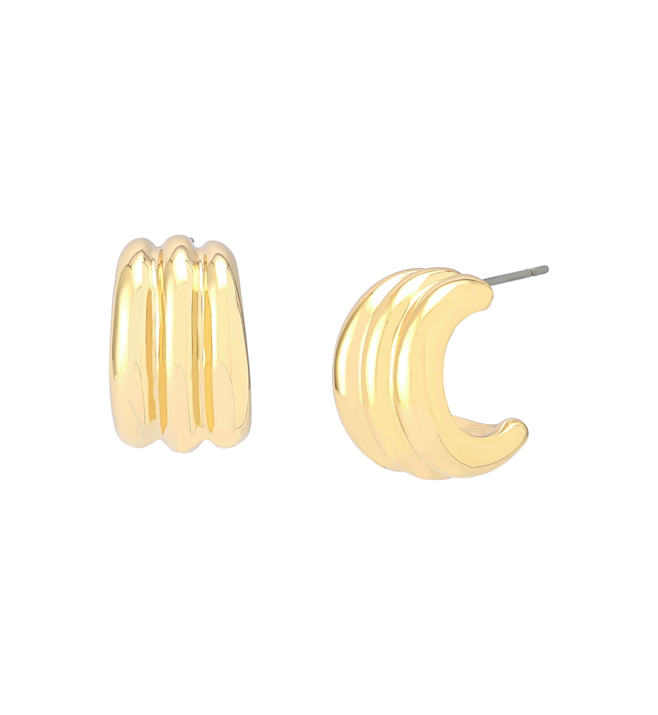 Ribbed Tube Huggie Earrings