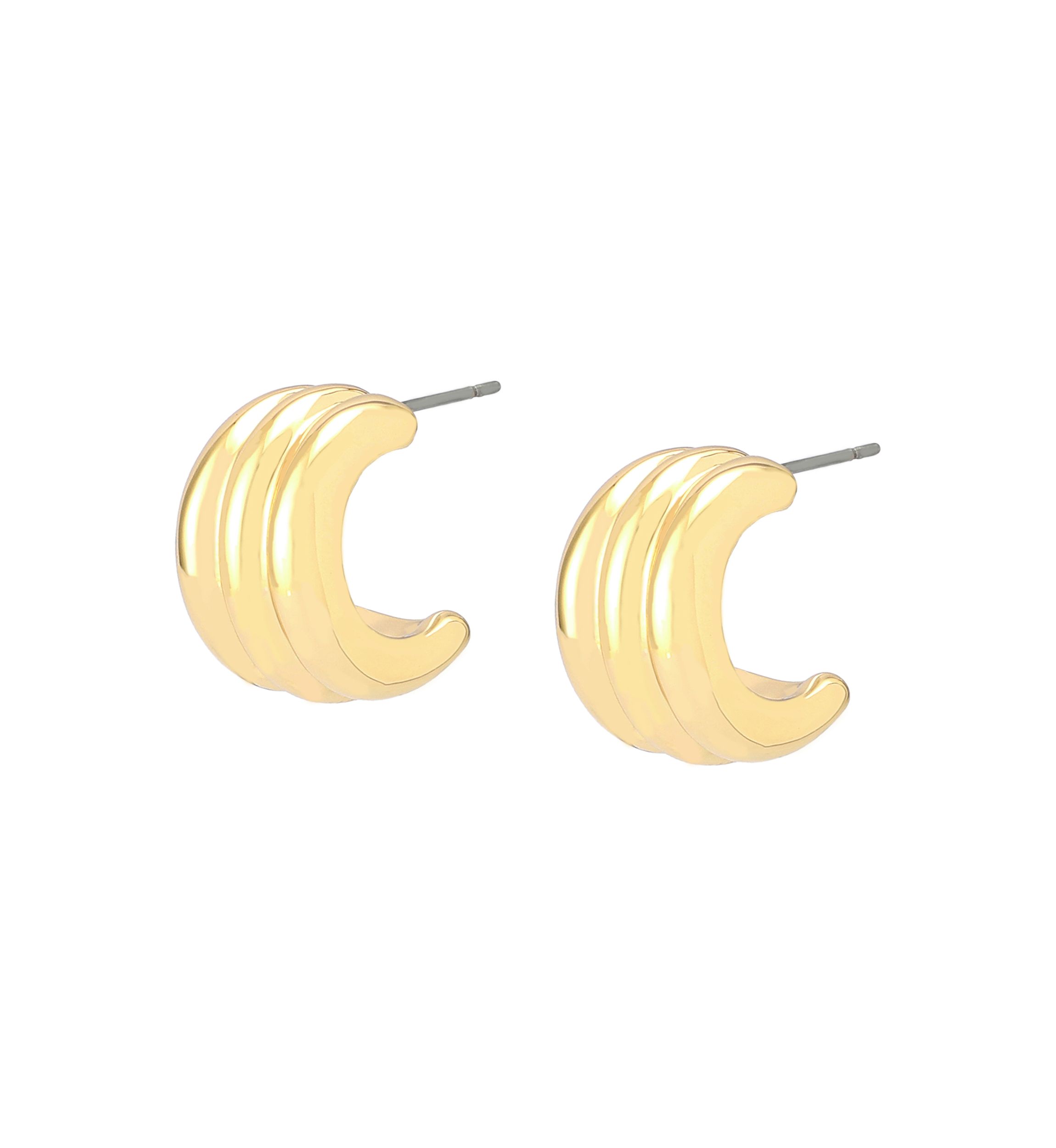 Ribbed Tube Huggie Earrings