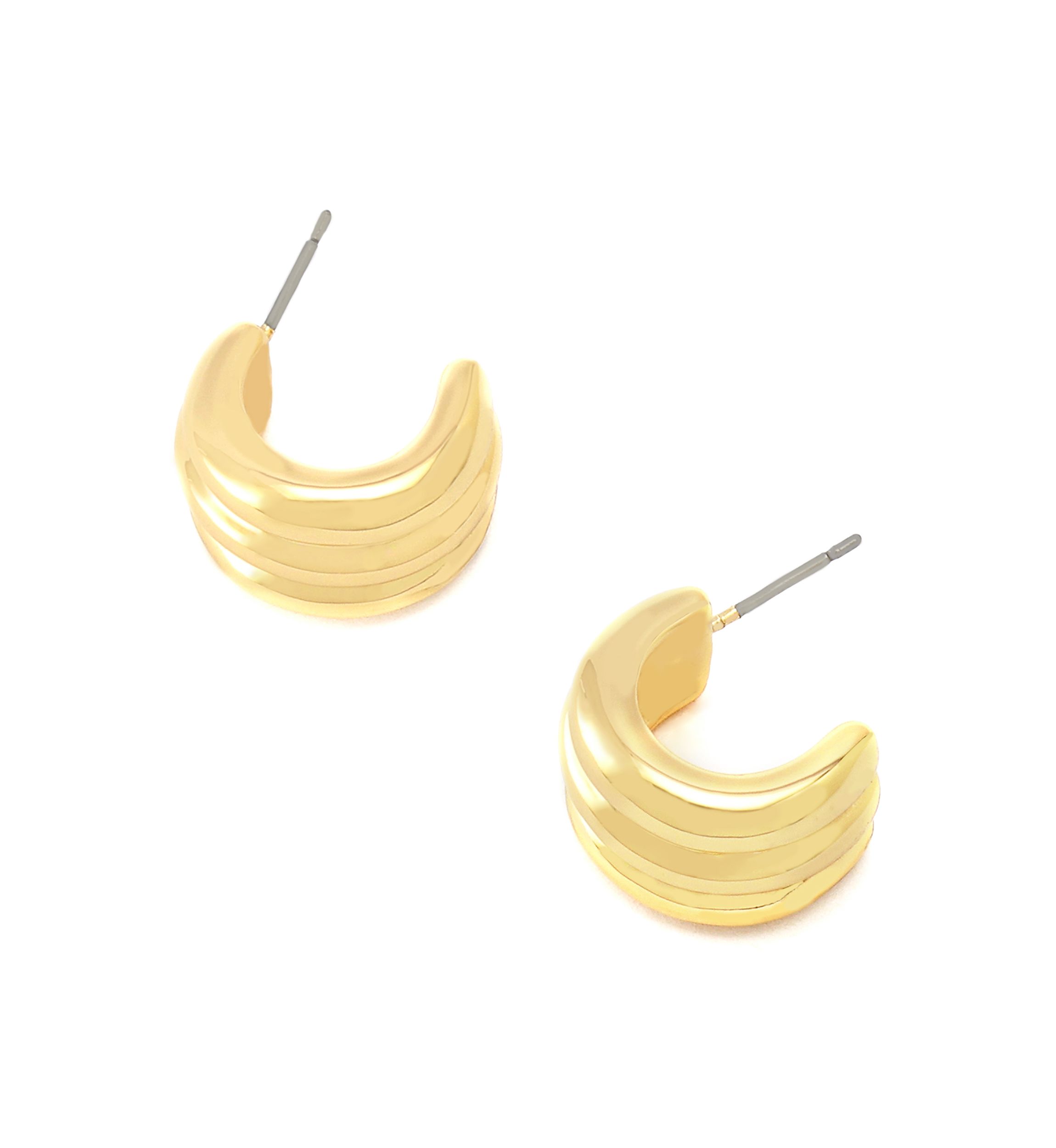 Ribbed Tube Huggie Earrings