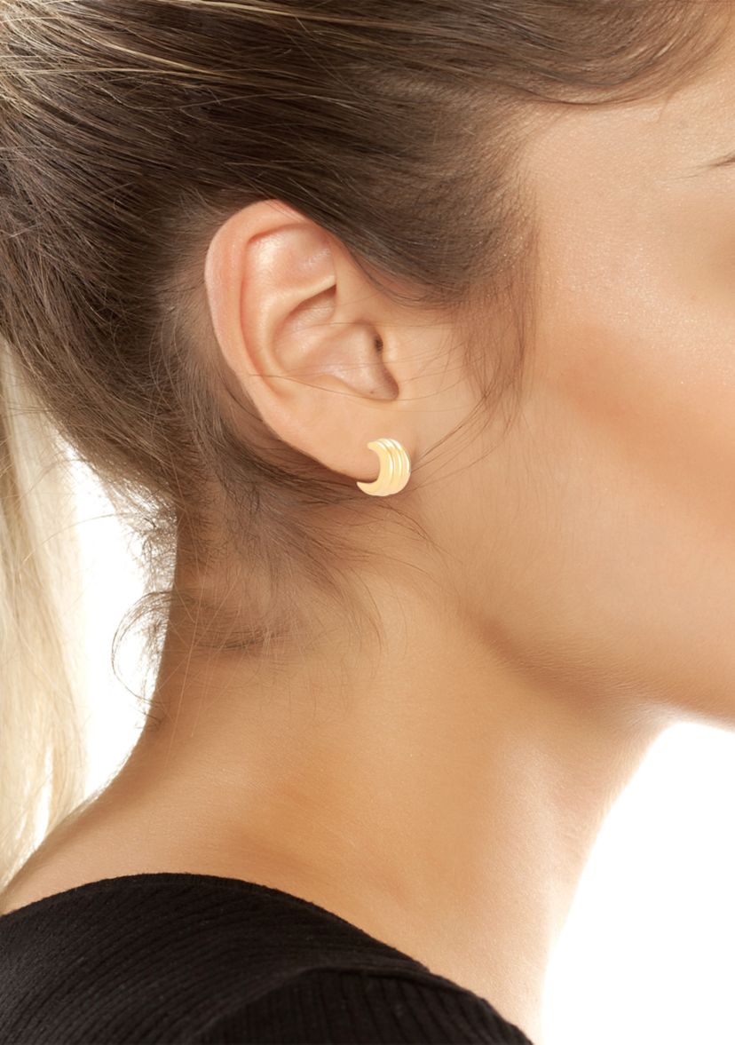 Ribbed Tube Huggie Earrings