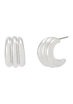 Robert Lee Morris Soho Ribbed Tube Huggie Earrings, Silver