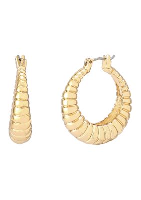 Robert Lee Morris Soho Ribbed Tube Hoop Earrings, Gold