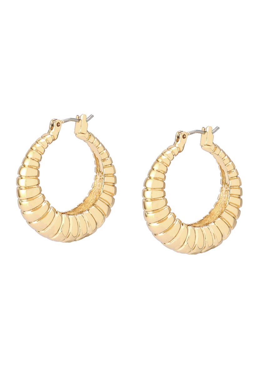 Ribbed Tube Hoop Earrings