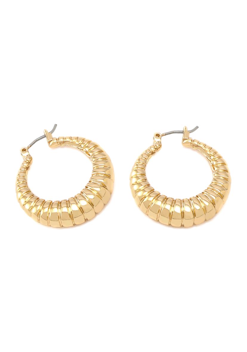 Ribbed Tube Hoop Earrings