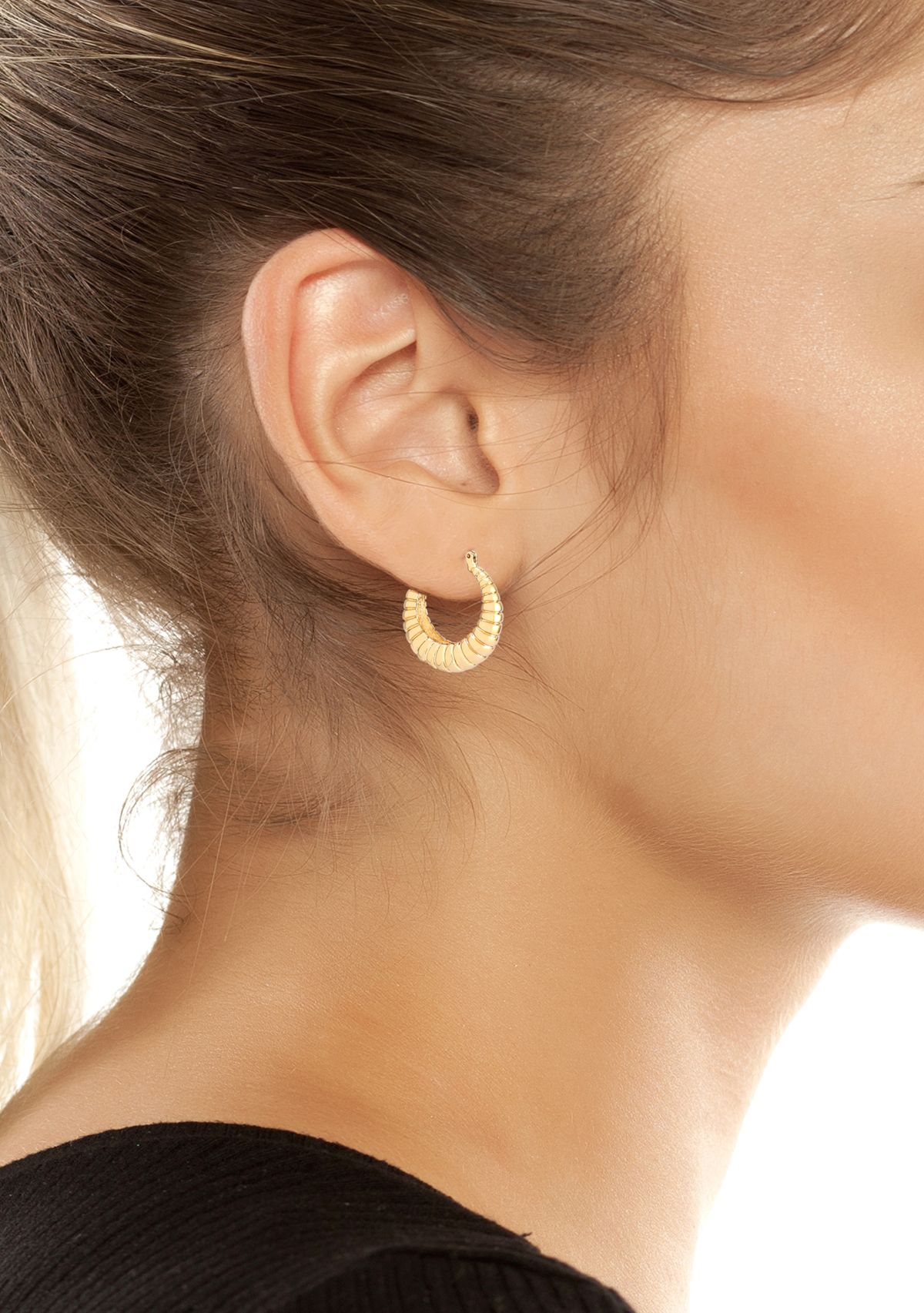 Ribbed Tube Hoop Earrings