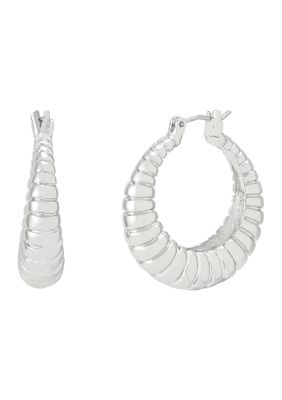 Robert Lee Morris Soho Ribbed Tube Hoop Earrings, Silver