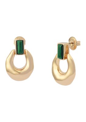 Robert Lee Morris Soho Malachite Molten Doorknocker Earrings