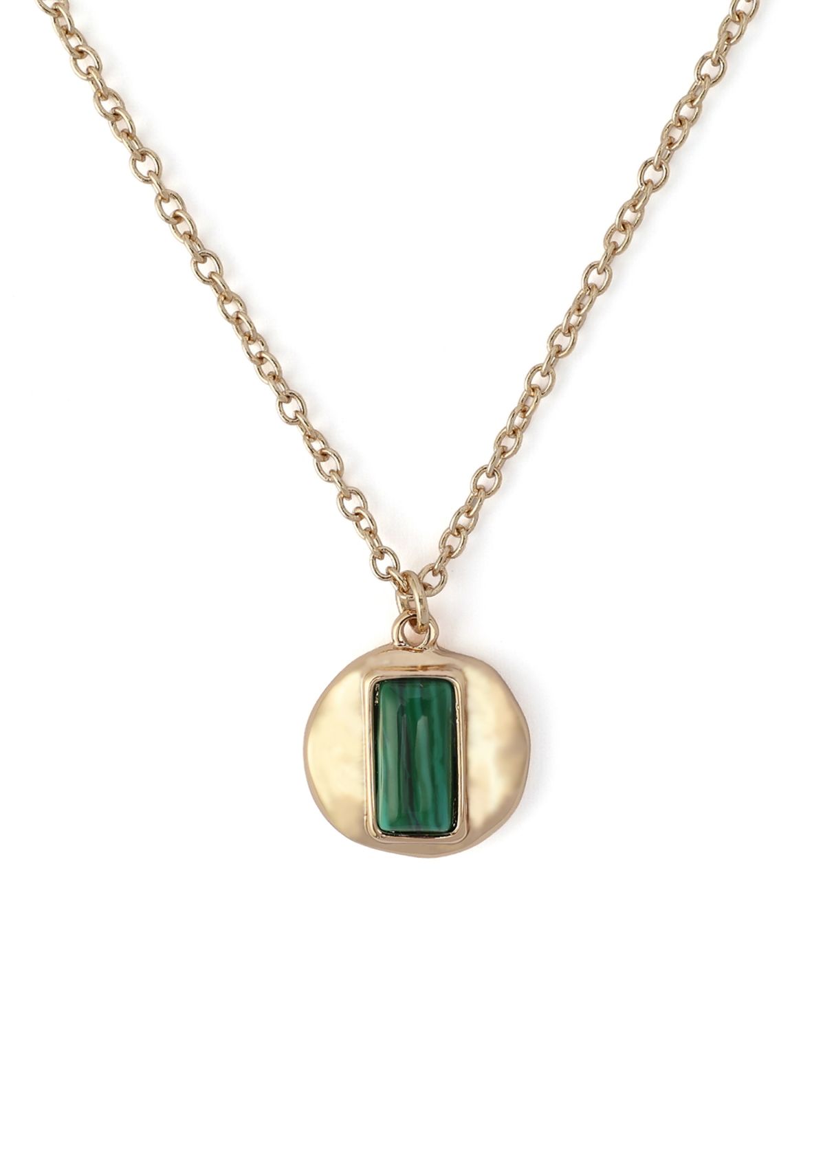 Malachite Molten Disc Pendant Necklace