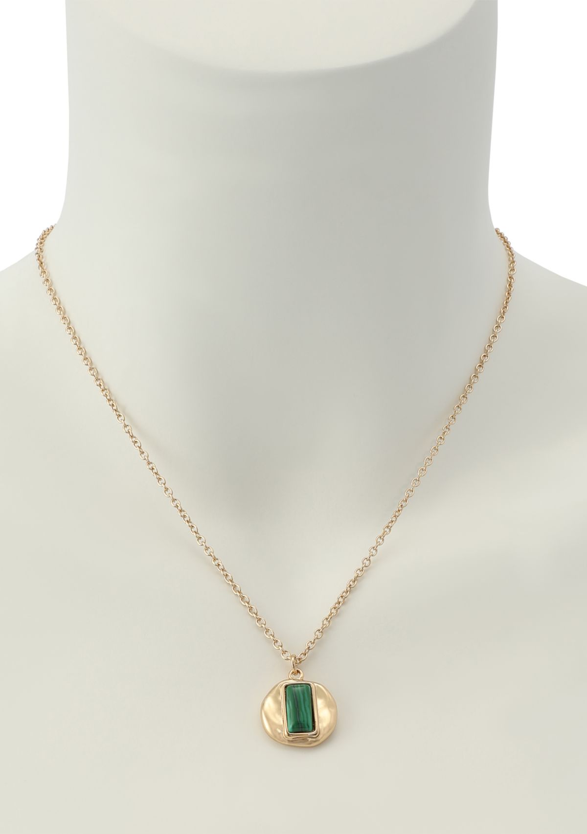 Malachite Molten Disc Pendant Necklace